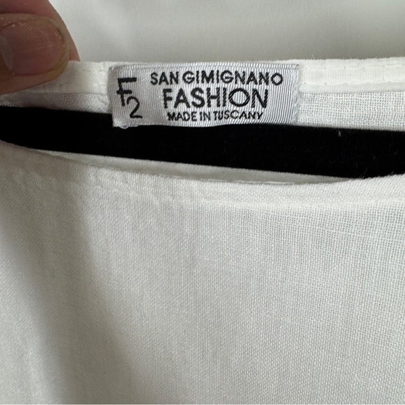 San Gimignano White Linen Silk Blend Asymmetric Hem Tunic Lagenlook Top One Size - Picture 6 of 13